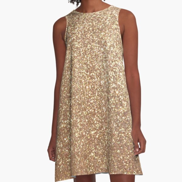 Copper Rose Gold Metallic Glitter A-Line Dress