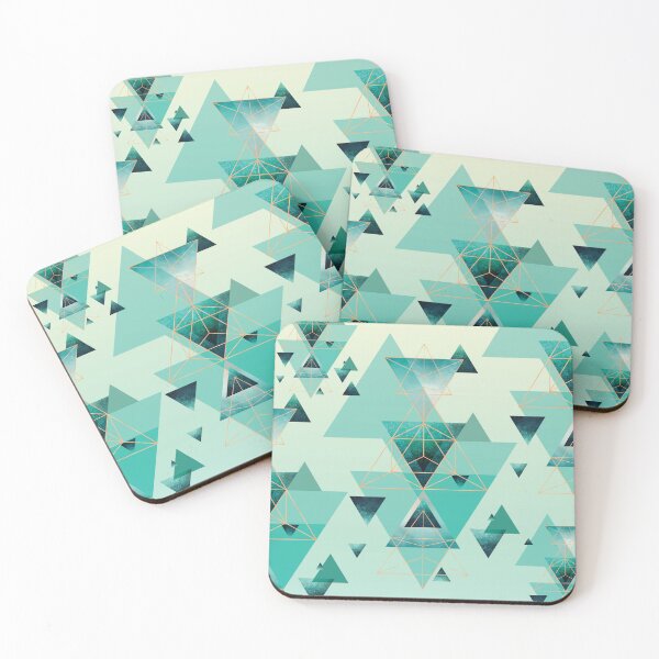 Item preview, Geometric Triangle Compilation in teal, aqua and rose gold designed and sold by UrbanEpiphany.