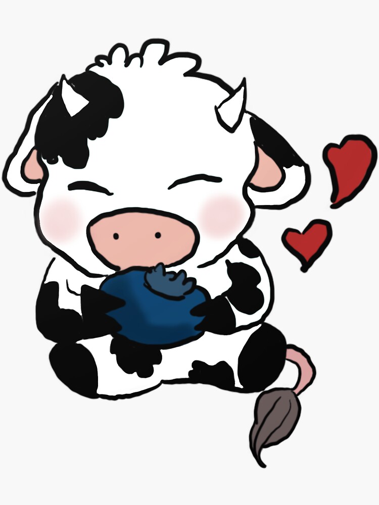"cute cow holding a blueberry " Sticker for Sale by greenteaCreates Redbubble