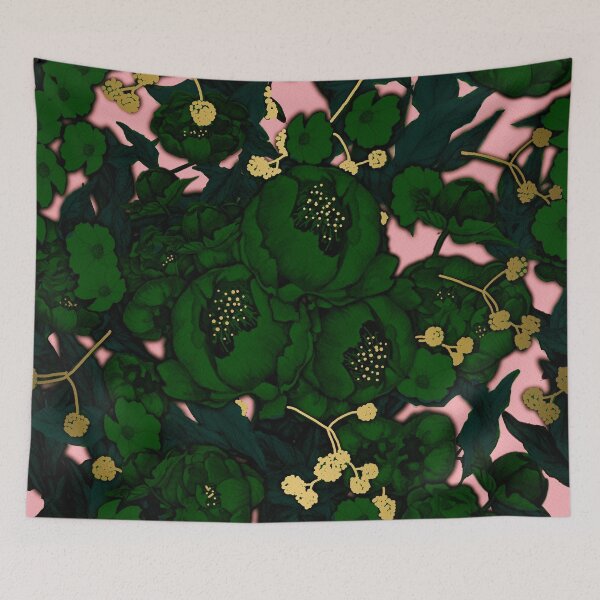 Item preview, Green Pink and Gold Peony Flowers designed and sold by JJLosh.