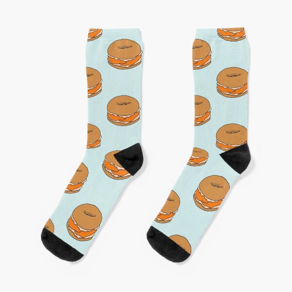 Vista previa del artículo con la obra «Bagel con queso crema y salmón ahumado», diseñado y vendido por MintyCocoa.