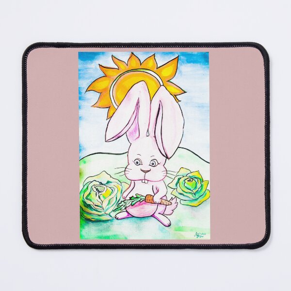 Item preview, Bunny with a carrot, edited watercolour drawing by MariDani Art designed and sold by MariDaniArt.