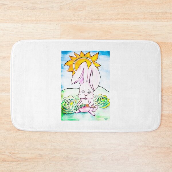 Item preview, Bunny with a carrot, edited watercolour drawing by MariDani Art designed and sold by MariDaniArt.