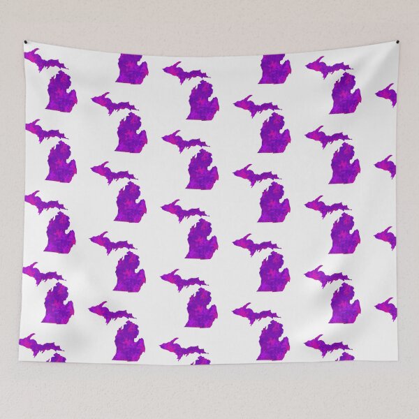 Item preview, Purple Abstract Paint Splatter Michigan Silhouette designed and sold by ArtbyJanaye.