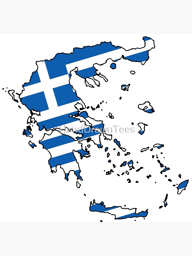 Poster for Sale mit Griechenland Ländergliederung und Flagge von