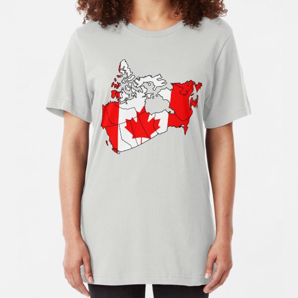 Canada Country Outline and Flag Slim Fit T-Shirt