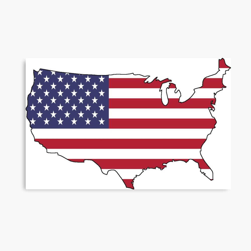 Petit Drapeau Américain à Imprimer Impression photo for Sale avec l'œuvre « États-Unis - Drapeau américain et plan du pays » de l'artiste HandDrawnTees | Redbubble