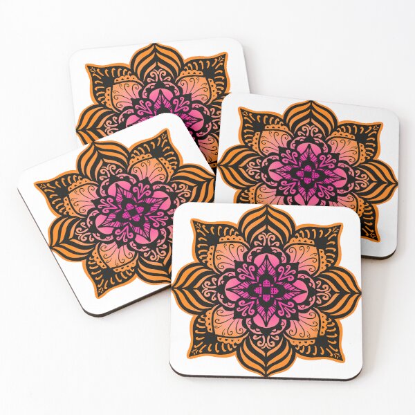 Item preview, Bright colorful mandala — hot pink, orange, coral designed and sold by thephoenixsoul.
