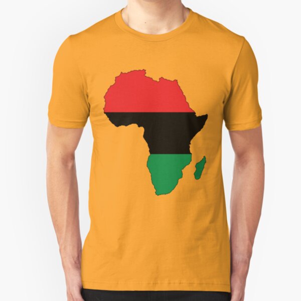 Pan Africa Flag and Continent Outline Slim Fit T-Shirt