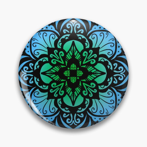 Item preview, Bright colorful mandala — sky blue, green, black designed and sold by thephoenixsoul.