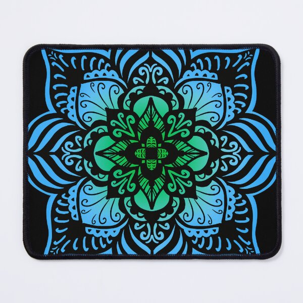 Item preview, Bright colorful mandala — sky blue, green, black designed and sold by thephoenixsoul.