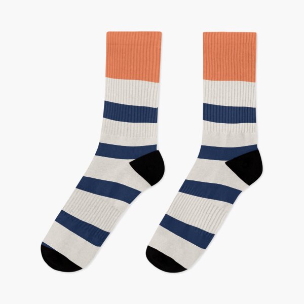Item preview,  Blue stripe pattern with tangerine designed and sold by mixtape80.