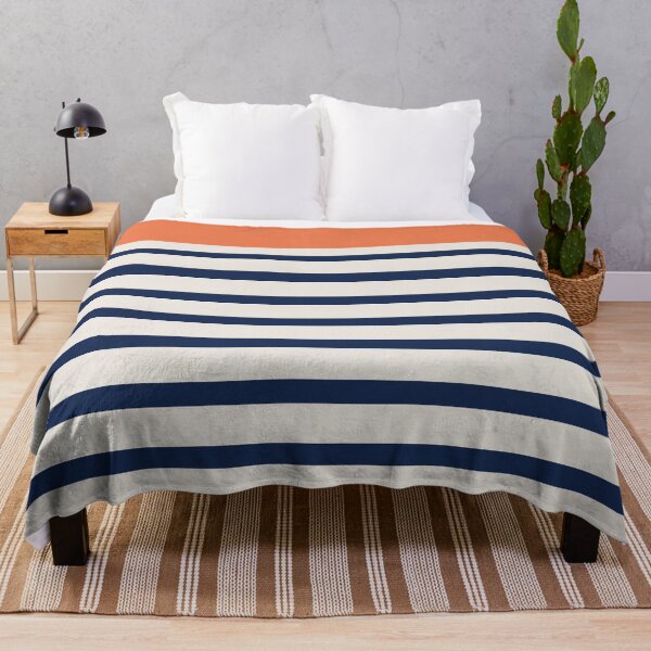 Item preview,  Blue stripe pattern with tangerine designed and sold by mixtape80.