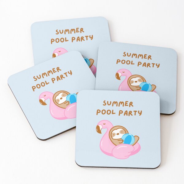 Item preview, Summer Pool Party Pink Flamingo Sloth  designed and sold by theslothinme.