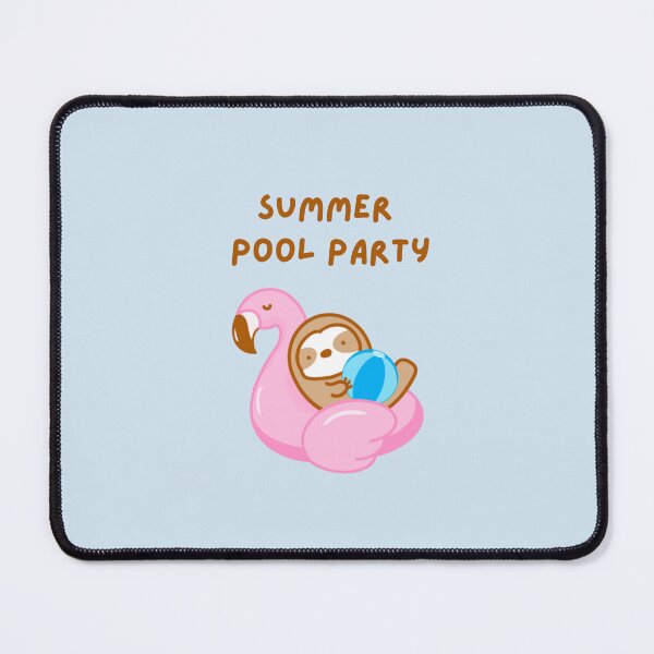 Item preview, Summer Pool Party Pink Flamingo Sloth designed and sold by theslothinme.