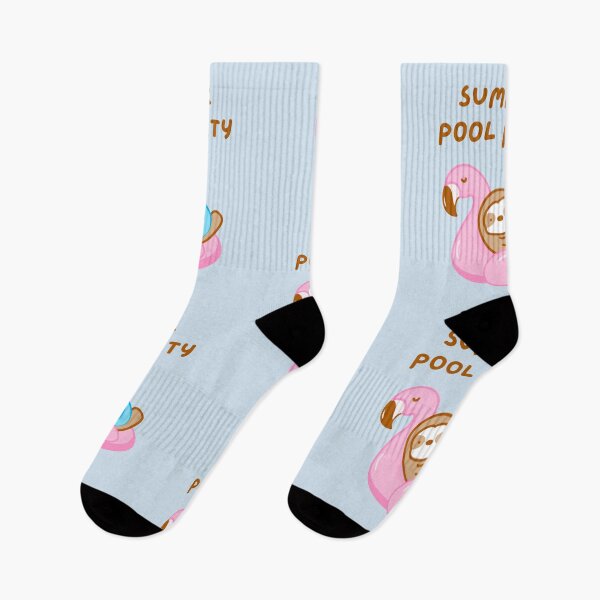 Item preview, Summer Pool Party Pink Flamingo Sloth  designed and sold by theslothinme.
