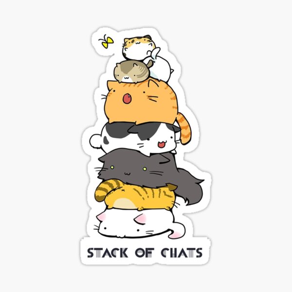 Meowtain Kawaii Cute Cat Stack - Kawaii Cats - Sticker