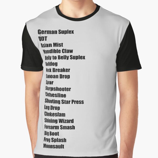 Wrestling Moves List Graphic T-Shirt