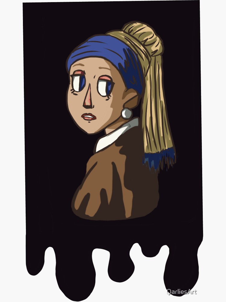 Thumbnail 3 of 3, Sticker, Girl With The Pearl (earring) designed and sold by QarliesArt.