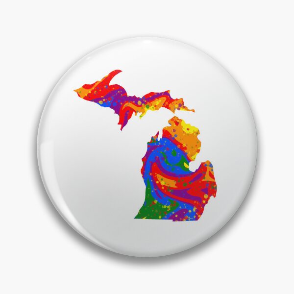 Artikelvorschau, Regenbogen-bunte Stolz-abstrakte Farbspritzer-Michigan-Silhouette entworfen und verkauft von ArtbyJanaye.
