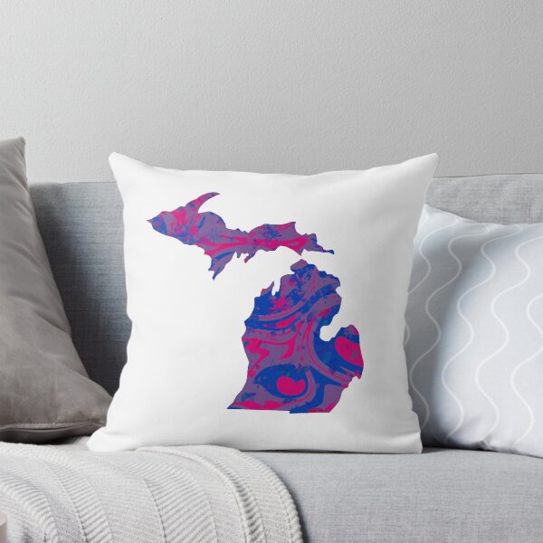 Item preview, Pink Purple Blue Bi Pride Abstract Paint Splatter Michigan Silhouette designed and sold by ArtbyJanaye.