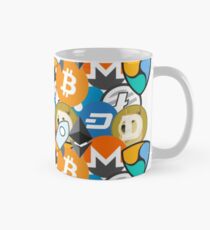 Cryptocurrency Collage Bitcoin Ripple Ethereum Litecoin, NEM, Dash, Monero, Stellar Lumens, Steem Mug
