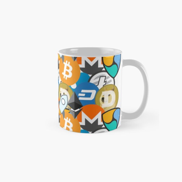 Cryptocurrency Collage Bitcoin Ripple Ethereum Litecoin, NEM, Dash, Monero, Stellar Lumens, Steem Classic Mug