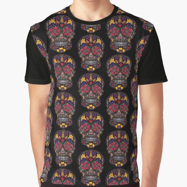 Day of the Dead Sugar Skull Dark Graphic T-Shirt