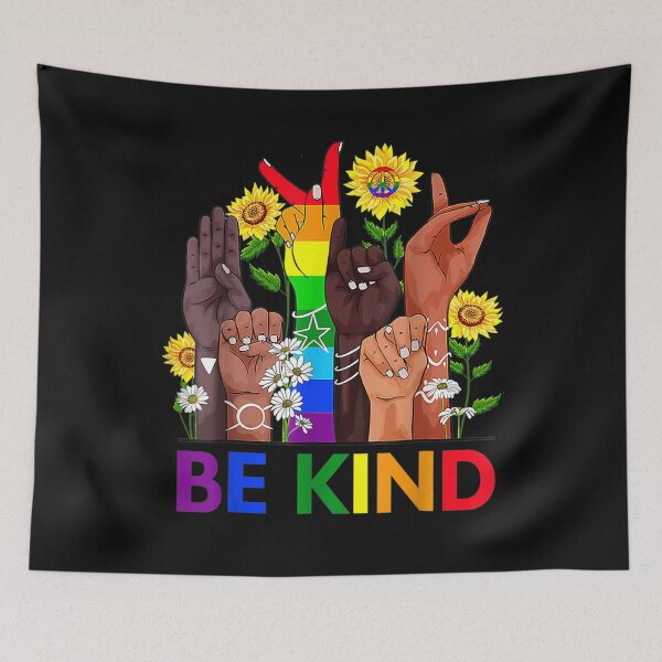 Item preview, Be Kind Sign Language Hand Talking LGBTQ+ Flag Gay Pride T-Shirt designed and sold by Ortega-Blue.