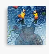 "Ein Spaziergang im Regen" Leinwanddruck