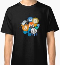 Bitcoin, Ripple, Ethereum, Litecoin, NEM, Dash, Monero, Stellar Lumens, Steem, Cryptocurrency, Classic T-Shirt