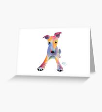 Whippet / Greyhound 'TOOTY FRUITY' von Shirley MacArthur Grußkarte