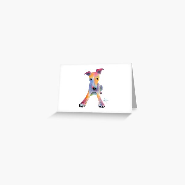 Whippet / Greyhound ' TOOTY FRUITY ' by Shirley MacArthur Greeting Card
