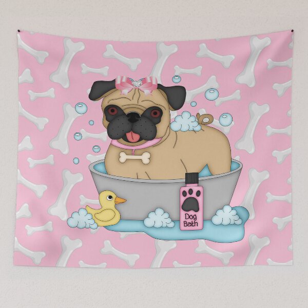 Item preview, Pug Girl Bath Time designed and sold by purplesensation.