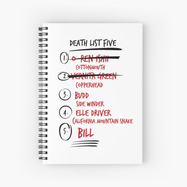Kill Bill -- The Brides Death List 5 Spiral Notebook
