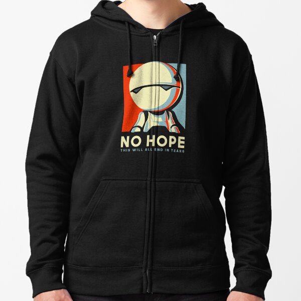 No Hope Sign - Vote Marvin Paranoid Android - Hitchhiker's Guide to the Galaxy Zipped Hoodie