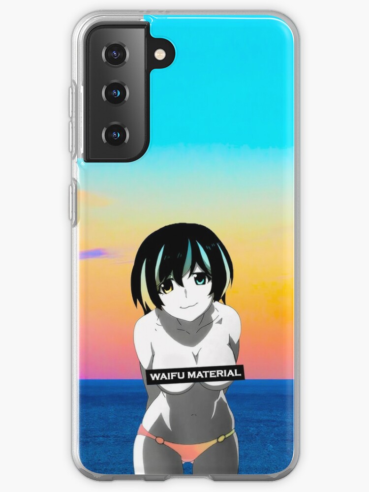 Waifu Material Anime Girl Shirt Hanekawa Tsubasa Monogatari Case Skin For Samsung Galaxy By Ojouka Redbubble