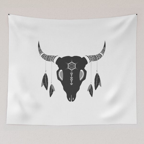 Item preview, bohemian cattle skull designed and sold by MellowGroove.