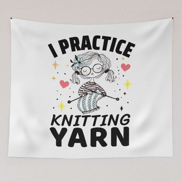 Item preview, People Classic I Practice Knitting Yarn Crochet Puns Vintage Style Art designed and sold by LortAndrew.