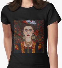 Frida with butterflies Women's Fitted T-Shirt