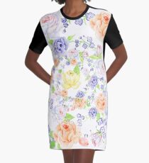 Blumenstrauß aus Orange und Blau Rose - Kranz T-Shirt Kleid