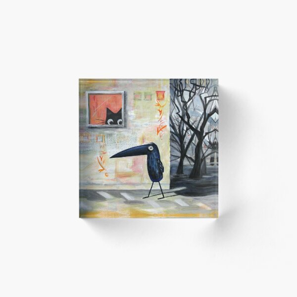 Cat and Bird Acrylic Block