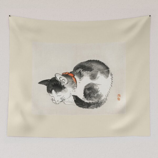 Item preview,  Sleeping cat by Kōno Bairei (1844-1895). Digitally enhanced by WatermarkNZ Press designed and sold by CristalleLisa.