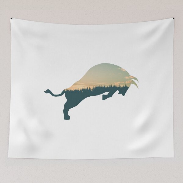 Item preview, Colorful Forest Trees Under Calm Sky Bull | Colorful Bull designed and sold by BopleDesigns.