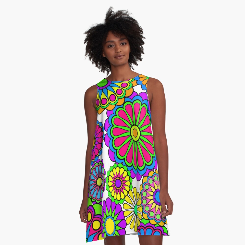 Happy Hippy Flowers A-Line Dress