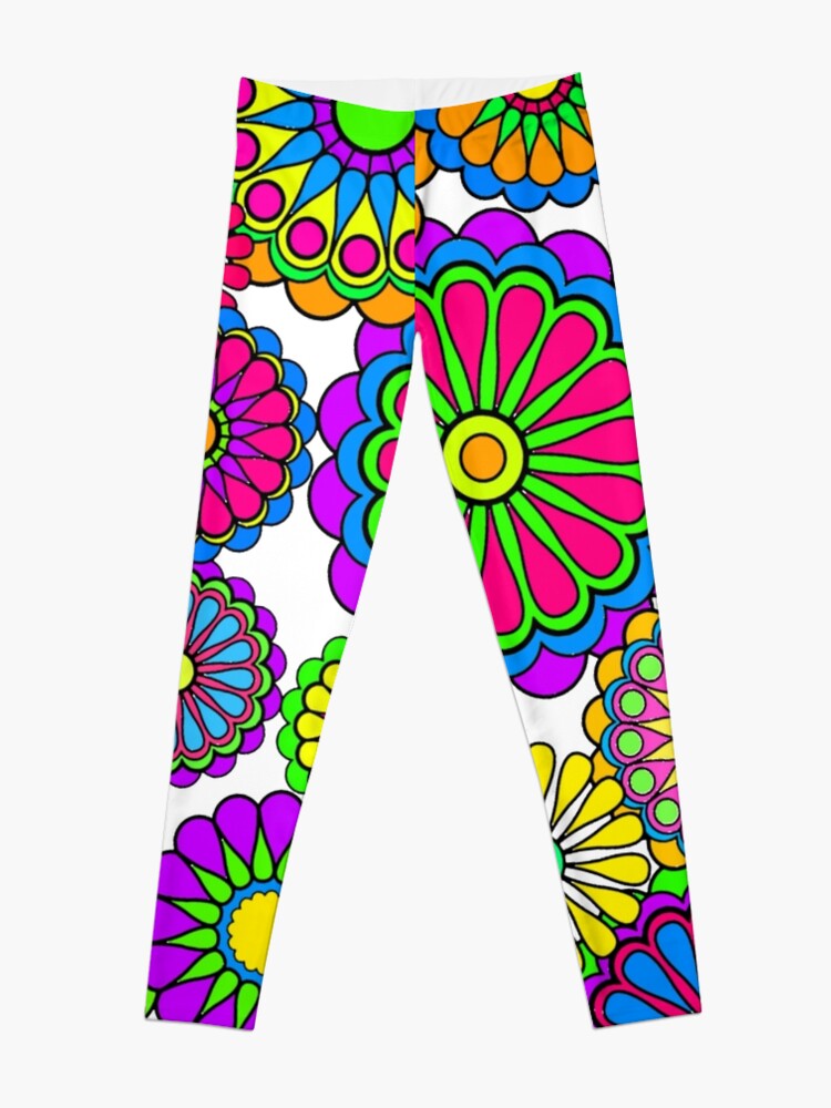 Funky Retro and Butterflies Art Leggings for Sale by Alondra