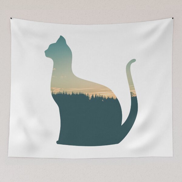 Item preview, Colorful Forest Trees Under Calm Sky Cat | Colorful Cat designed and sold by BopleDesigns.