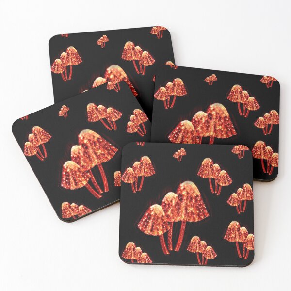 Item preview, mushrooms, red, burning, toadstools, fly agarics, psycho mushrooms, designed and sold by Maria Mihailova.