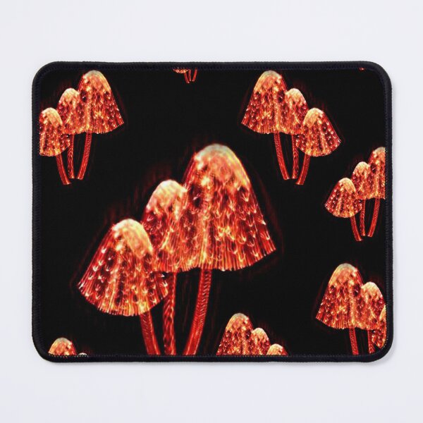 Item preview, mushrooms, red, burning, toadstools, fly agarics, psycho mushrooms, designed and sold by Maria Mihailova.