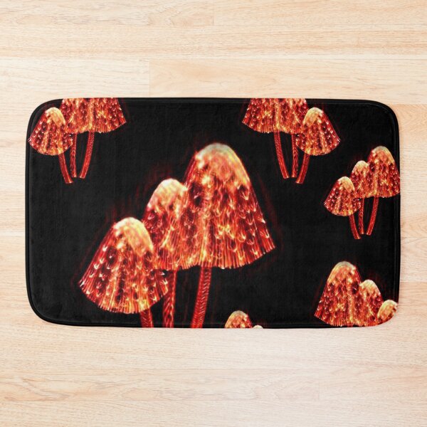 Item preview, mushrooms, red, burning, toadstools, fly agarics, psycho mushrooms, designed and sold by Maria Mihailova.